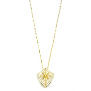 Taşlı Kutup Yıldızı Kolye - Altın