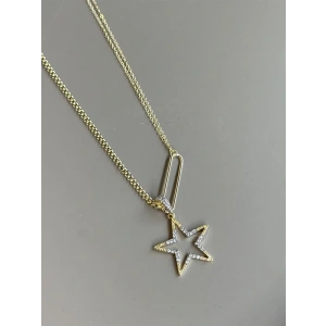 Taşlı Yıldız Kolye - Altın