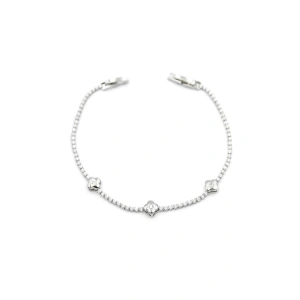 Taşlı Yonca Bileklik - Gümüş