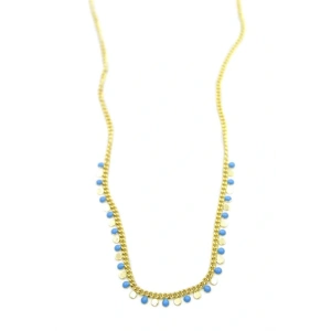 Turkuaz Pullu Kolye - Altın