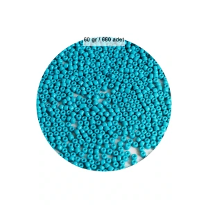 Turquaz Mavi Renk 4 mm Yaklaşık 660 adet / 60 gram Cam Boncuk Oya Yazma Bileklik ve Kolye