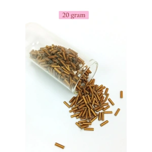 Uzun Boru Kesme Boncuk Çap 2mm Uzunluk 10 mm - 20 Gram - Gold - BNC248