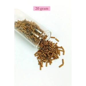 Uzun Boru Kesme Boncuk Çap 2mm Uzunluk 10 mm - 20 Gram - Koyu Altın - BNC226