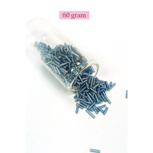 Uzun Boru Kesme Boncuk Çap 2mm Uzunluk 10 mm - 60 Gram - Camgöbeği Mavi - BNC267
