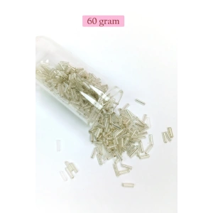 Uzun Boru Kesme Boncuk Çap 2mm Uzunluk 10 mm - 60 Gram - Gümüş - BNC271
