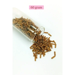 Uzun Boru Kesme Boncuk Çap 2mm Uzunluk 10 mm - 60 Gram - Koyu Altın - BNC265