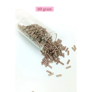 Uzun Boru Kesme Boncuk Çap 2mm Uzunluk 10 mm - 60 Gram - Koyu Bej - BNC264