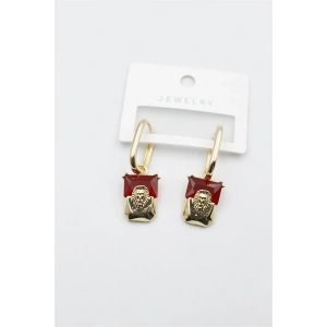 Vs Taşlı Küpe - Kırmızı