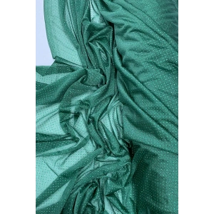 Yağmur Damlası Simli Abiye Elbise Şallık Tül Kumaş Zümrüt Yeşili 41-K