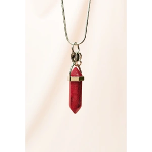 Yakut Doğal Taşı Zincirli El Yapımı Tasarımlı Kolye Uç: 3,5 cm Zincir: 20 cm Kutulu