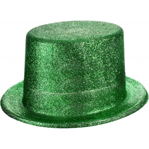 Yeşil Renk Parıltılı Simli Fötr Silindir Parti Şapkası