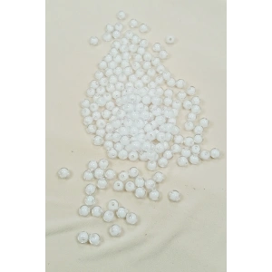 Yuvarlak Boncuk İçten Boncuklu Bileklik Çanta Boncuğu 8 mm 50 gr Beyaz - BNC470