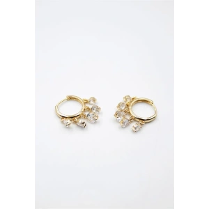 Yuvarlak Taşlı Shakira Küpe - Altın