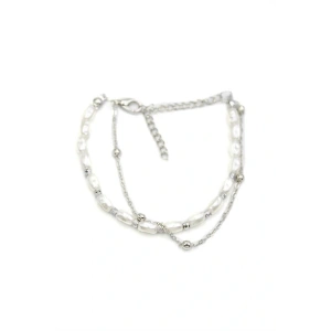 Zincirli İnci Bileklik - Gümüş