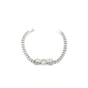 Zirkon Taşlı Leopar Bileklik - Gümüş