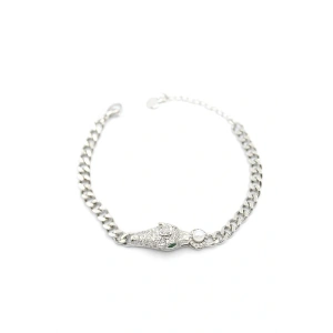 Zirkon Taşlı Leopar Bileklik - Gümüş