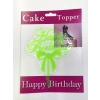 Happy Birthday Yazılı Fiyonklu Pasta Kek Çubuğu Yeşil Renk