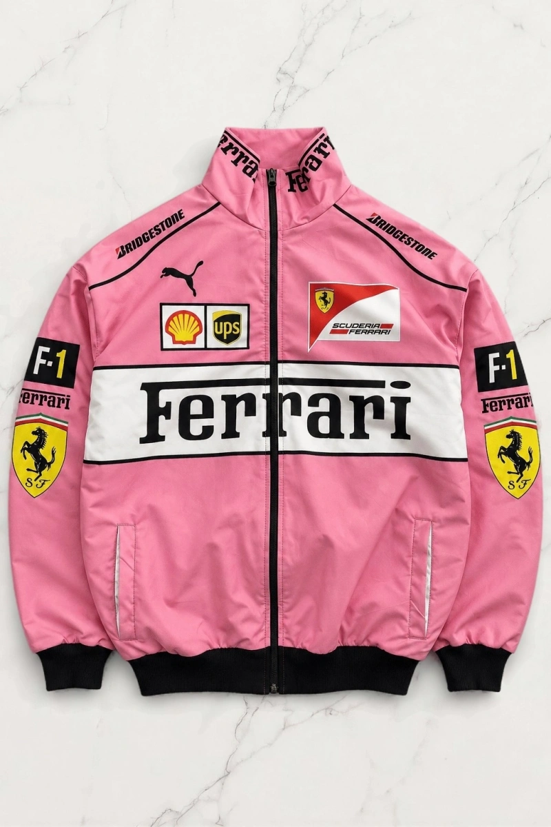 Ferrari Desenli Bomber Ceket - Pembe