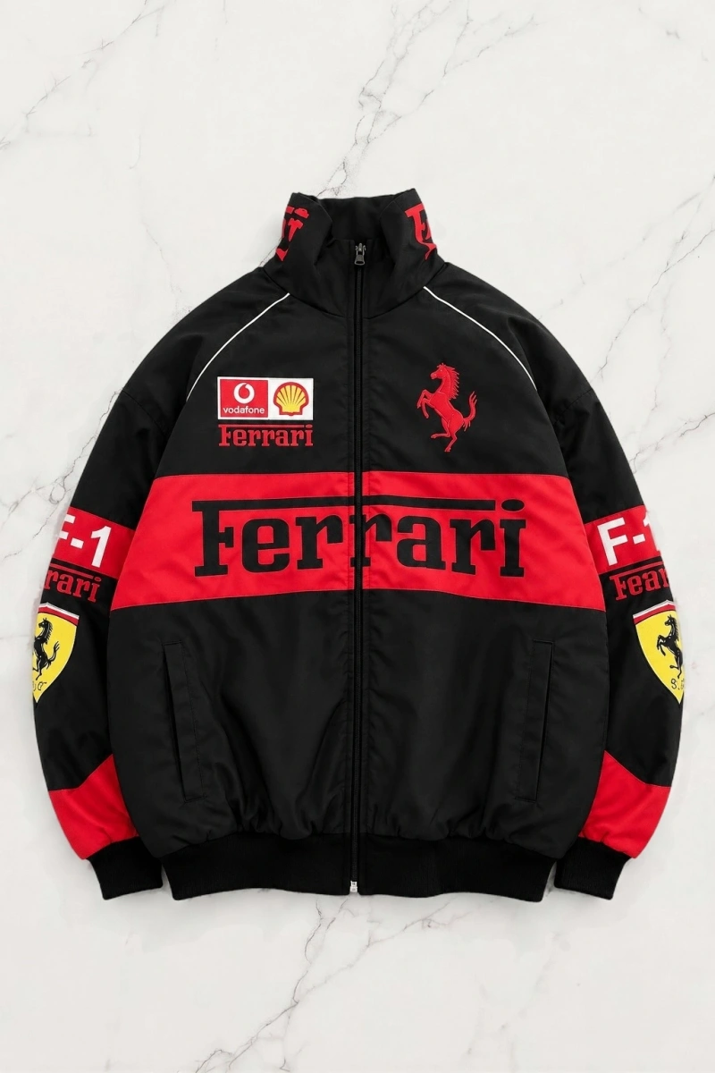 Ferrari Tech Bomber Ceket - Siyah Kırmızı