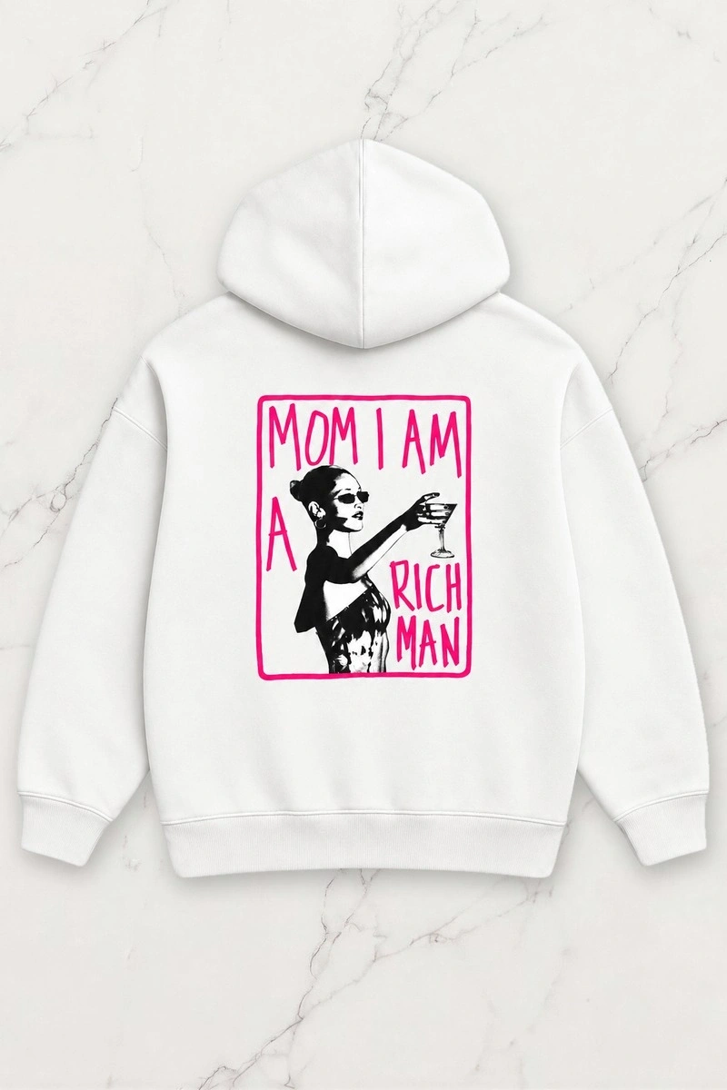 Rich Man Oversize Kapüşonlu Sweatshirt - Beyaz