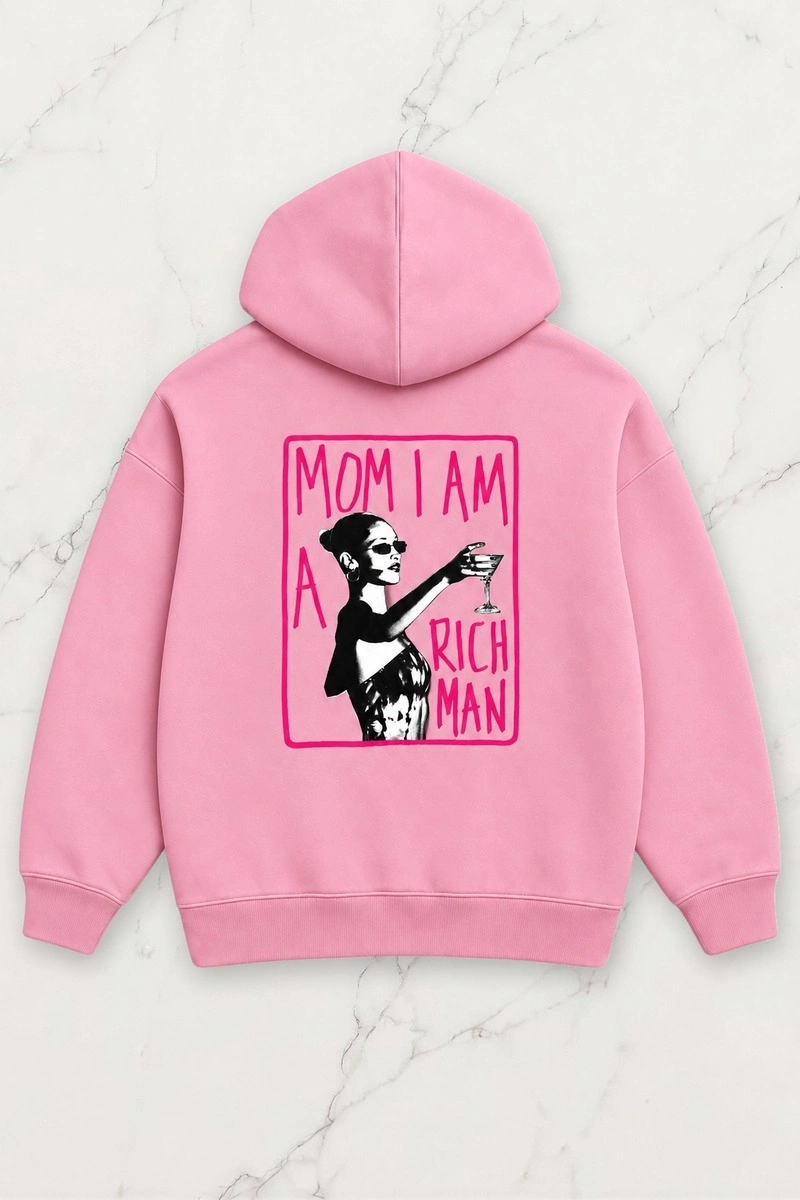 Rich Man Oversize Kapüşonlu Sweatshirt - Pembe