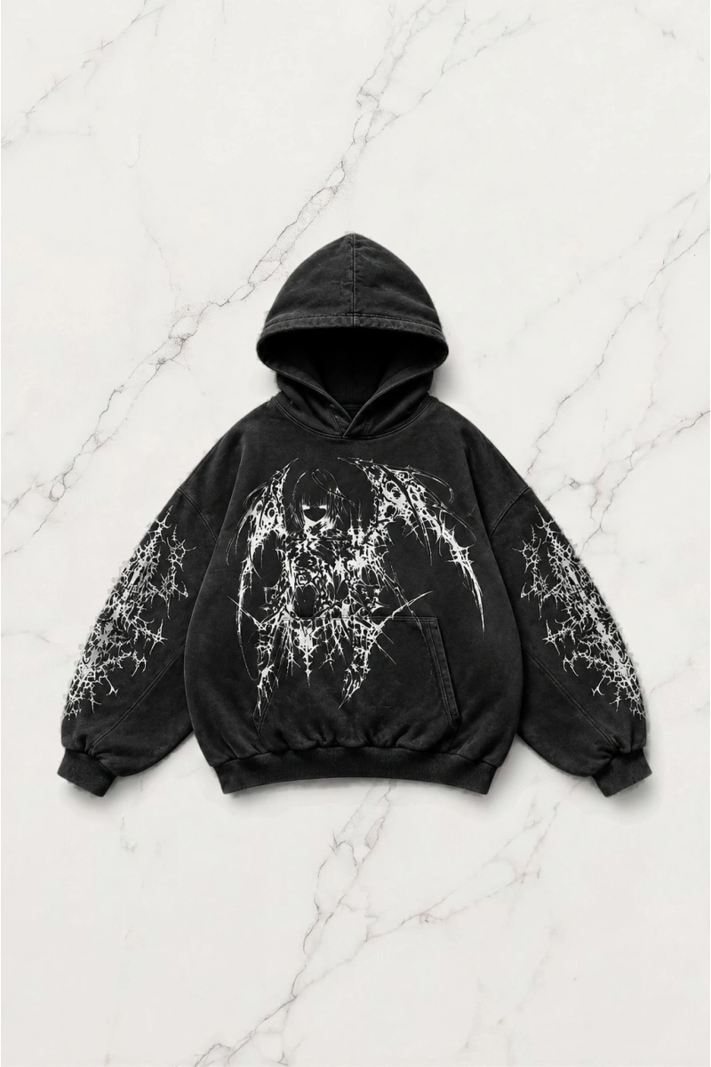 Warrior Dagger Gothic Kapüşonlu Sweatshirt - Siyah