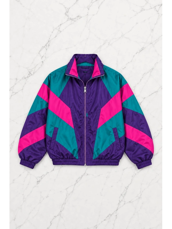 80s Vibe Colorblock Unisex Oversize Ceket - Lacivert