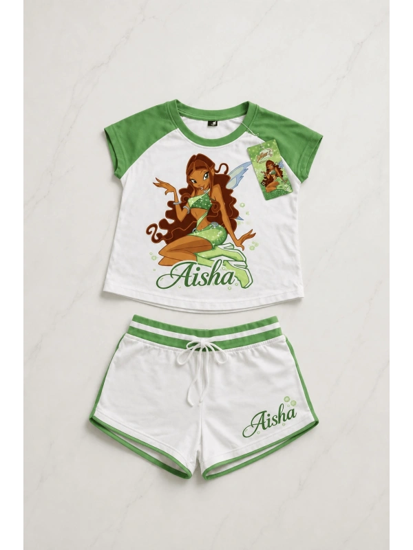 Aisha Yeşil Şort T-shirt Takım