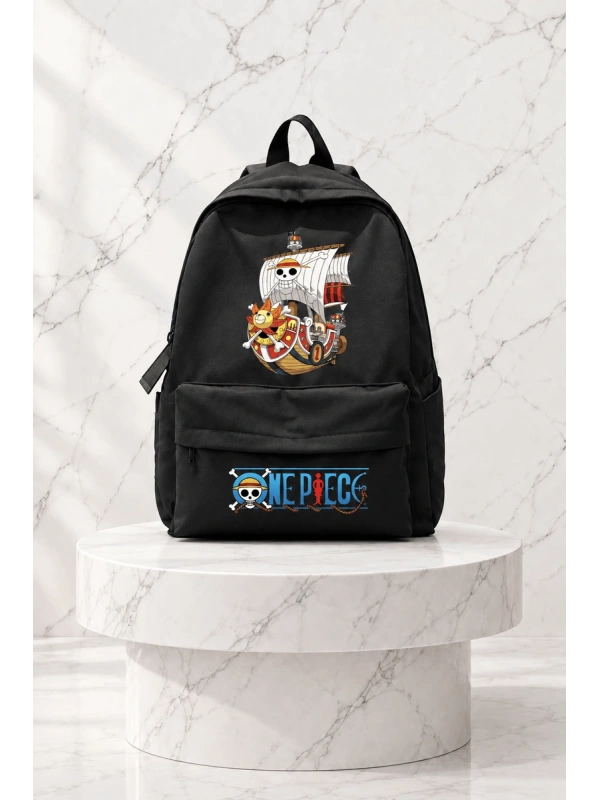 Anime One Piece Baskılı Sırt Okul Çantası - Siyah