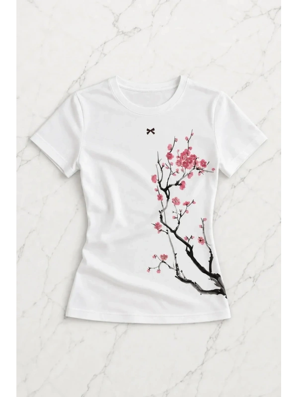 Beyaz Flower Aesthetic Crop T-shirt