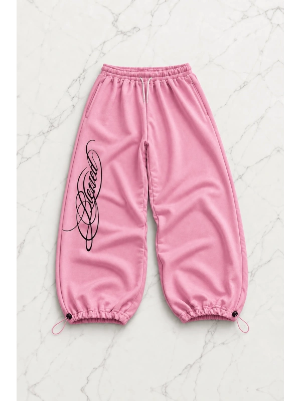 Blessed Baggy Kalıp Unisex Eşofman Altı - Pembe