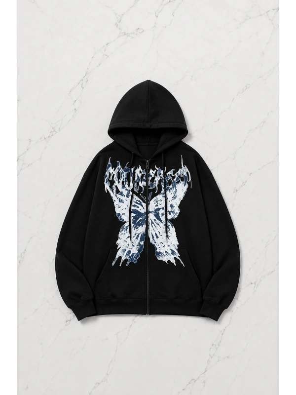 Butterfly Detail Oversize Unisex Sweatshirt