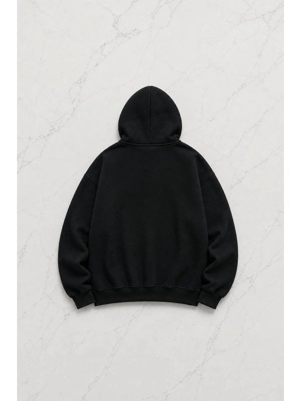 Gofeel Baskılı Premium Oversize Siyah Unisex Hoodie