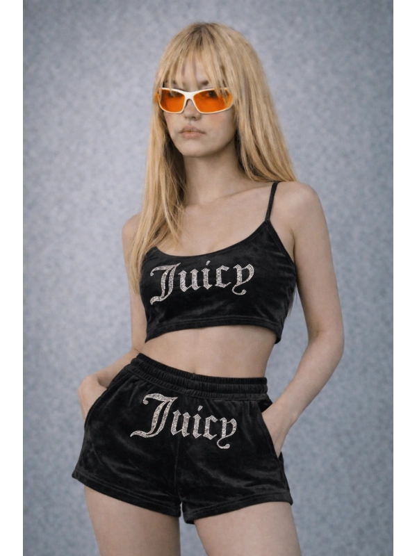 Juicy Taşlı Alt Üst Şort Takım