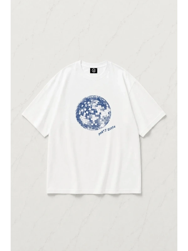 Kadın Party Queen Tshirt Beyaz