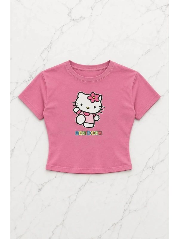 Kemer Boy Hello Kitty BenıDorm Baskılı Crop Bluz