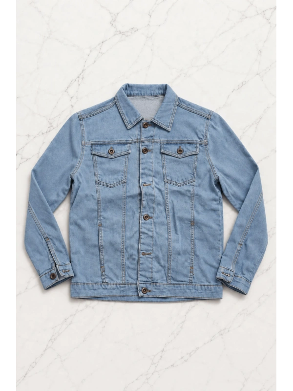 Mavi Lexy Düğmeli Unisex Kot Ceket - Mavi