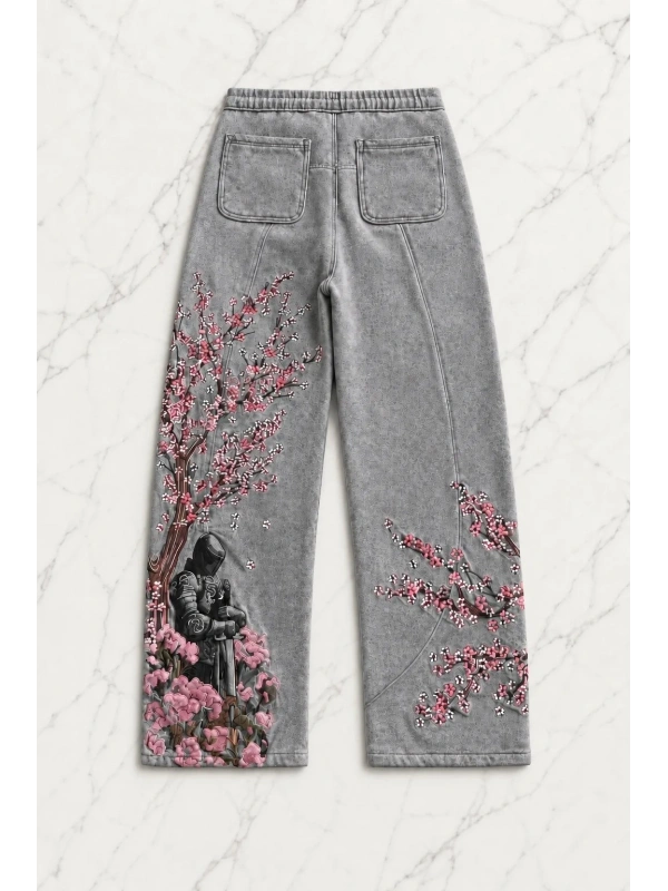 Night Blossom Baggy Eşofman Altı - Gri