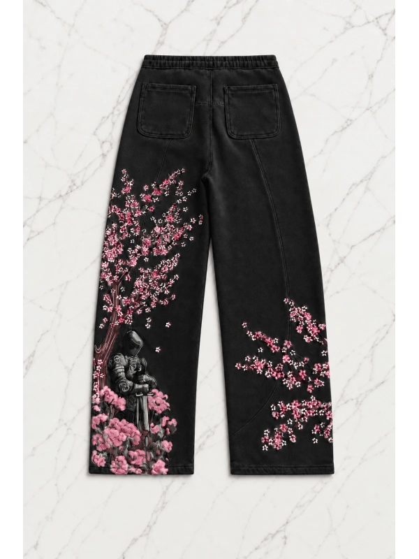 Night Blossom Baggy Eşofman Altı - Siyah