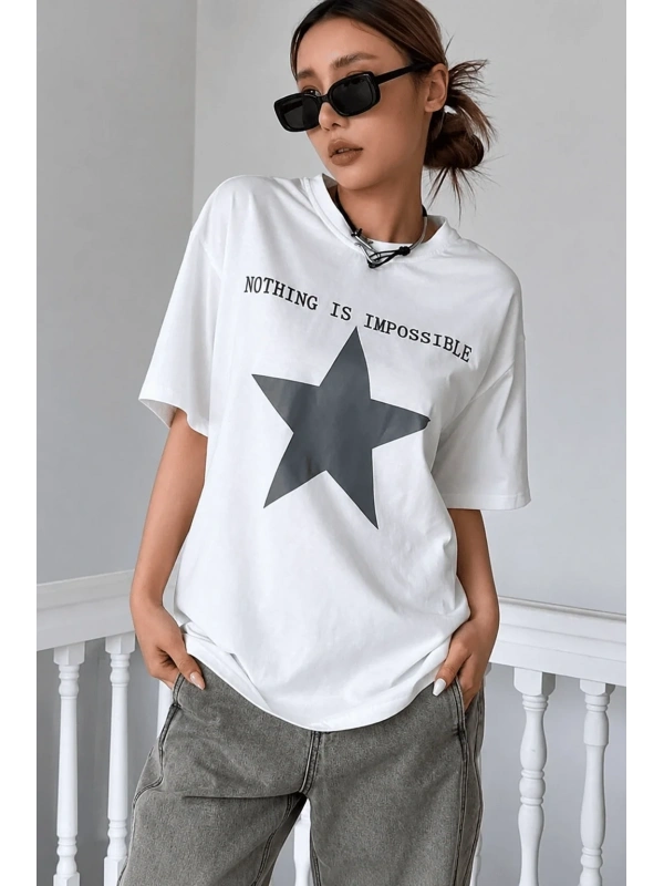 Nothing Is Impossible Detail Oversize Unisex T-shirt