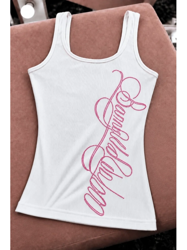 Princess Rhinestone Pembe Taşlı Fitilli Atlet