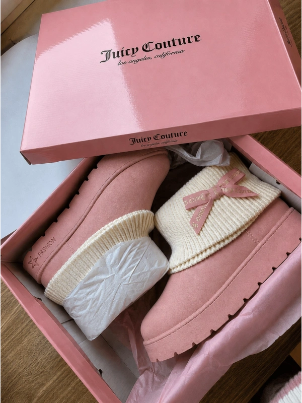 Ribbon Couture  Peluş Dokulu Bot-Pembe