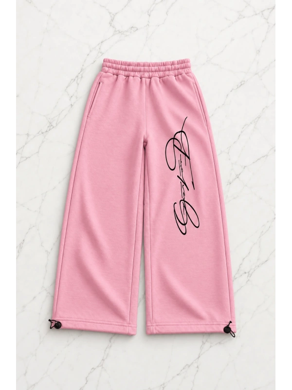 Signature Script Baggy Unisex Eşofman Altı - Pembe