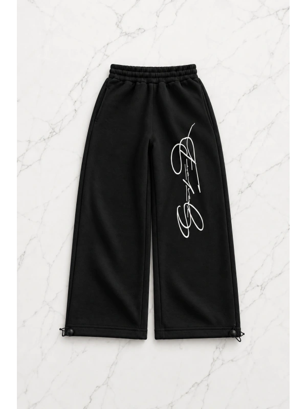 Signature Script Baggy Unisex Eşofman Altı - Siyah