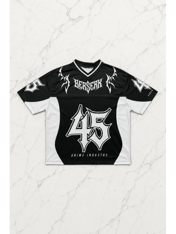 Siyah Anime Berserk Guts 45 Number V Yaka Unisex Forma