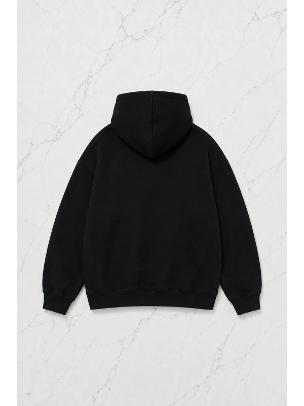 Siyah Unisex Oversize Mavi Gofeel Vibe Parıltılı Taş Baskılı Sweatshirt