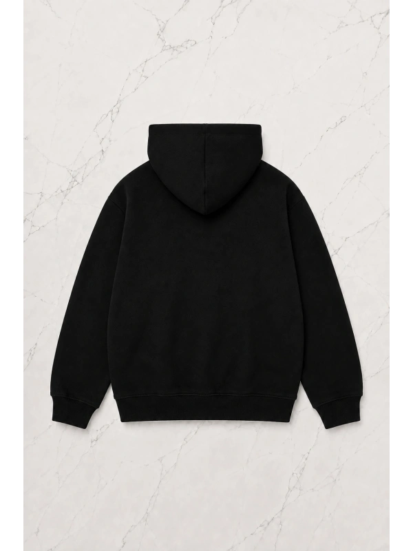 Siyah Unisex Oversize Mavi Sequence Parıltılı Taş Baskılı Sweatshirt