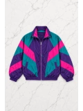80s Vibe Colorblock Unisex Oversize Ceket - Lacivert