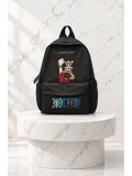 Anime One Piece Lufy Baskılı Sırt Okul Çantası- Siyah