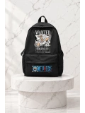 Anime One Piece Wanted Baskılı Sırt Okul Çantası - Siyah